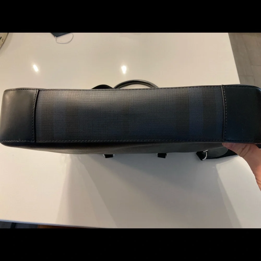 Burberry Black and Blue Check Tote Briefcase